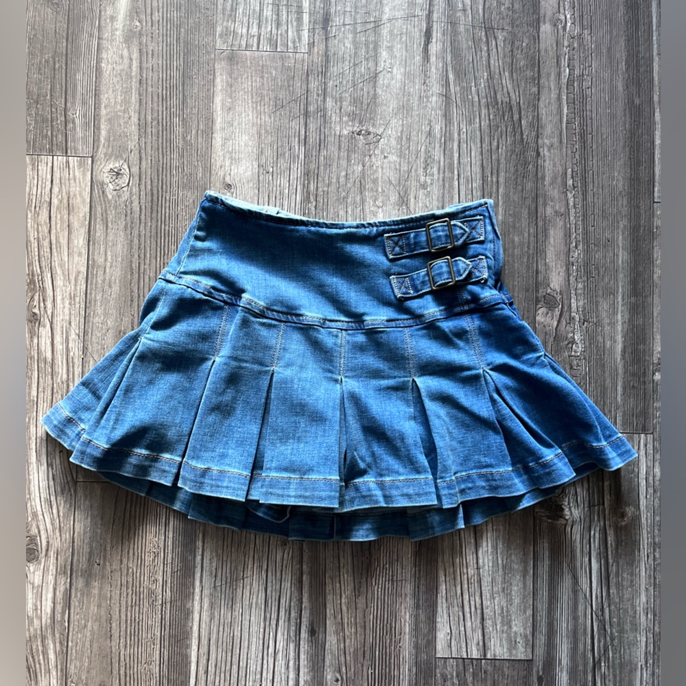 Denim Pleated Skirt